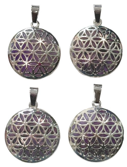 Pendentif Métal Fleur de Vie Amethyste A 25mm x4 chez Arabesk