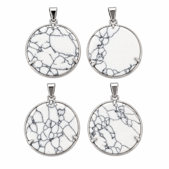 Pendentif Métal Fleur de Vie Effet Howlite 25mm x4 chez Arabesk|cz