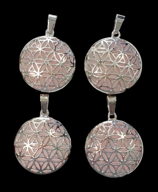 Pendentif Métal Fleur de Vie Quartz Rose A 25mm x4 chez Arabesk|cz
