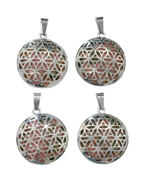 Pendentif Métal Fleur de Vie Rhodonite 25mm x4 chez Arabesk
