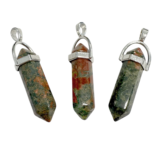 Pendentif Métal Pointe Unakite AB 42mm x3 chez Arabesk