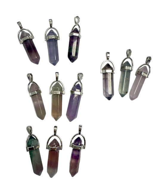 Pendentif Métal Pointe Fluorite A 42mm x3 chez Arabesk|cz