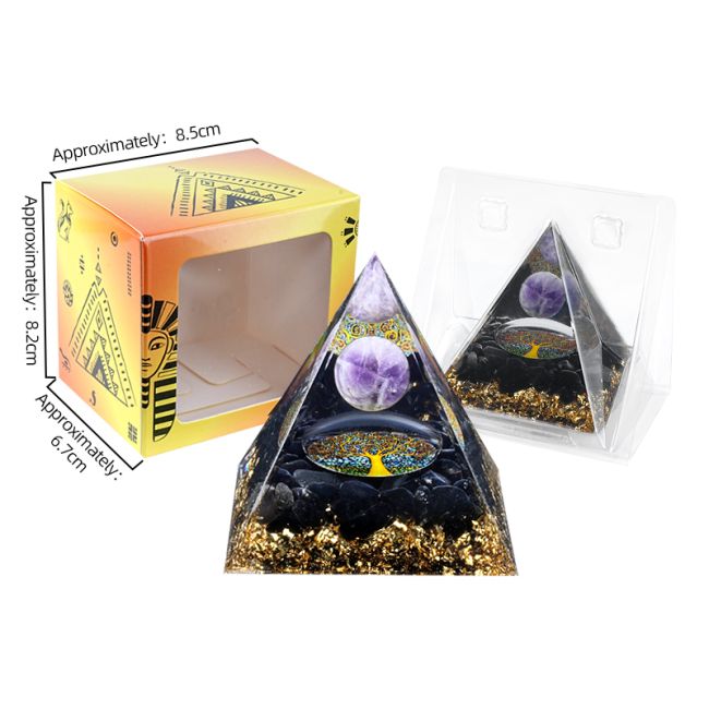 Orgonite Pyramide Amethyste & Obsidienne Noire Arbre de Vie chez Arabesk|cz