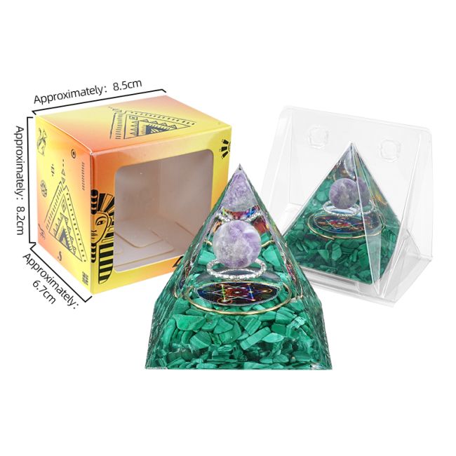 Orgonite Pyramide Amethyste & Malachite Métatron chez Arabesk|cz