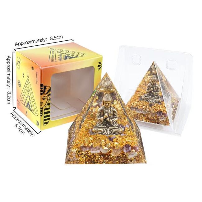 Orgonite Pyramide Buddha + Amethyste chez Arabesk|cz