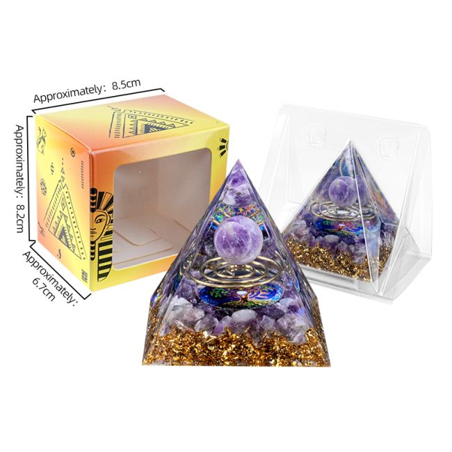 Orgonite Pyramide Amethyste Arbre de Vie & Spirale chez Arabesk|cz