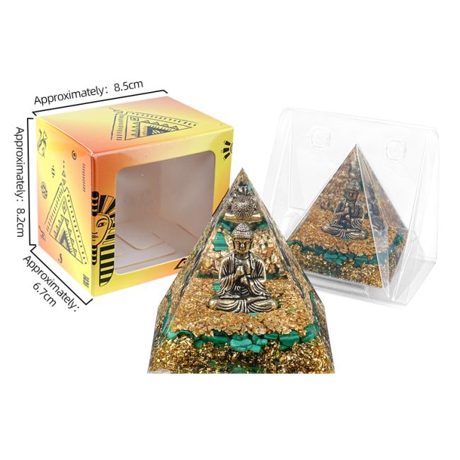 Orgonite Pyramide Buddha + Malachite chez Arabesk|cz