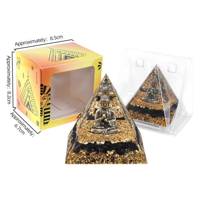Orgonite Pyramide Buddha + Obsidienne Noire chez Arabesk|cz
