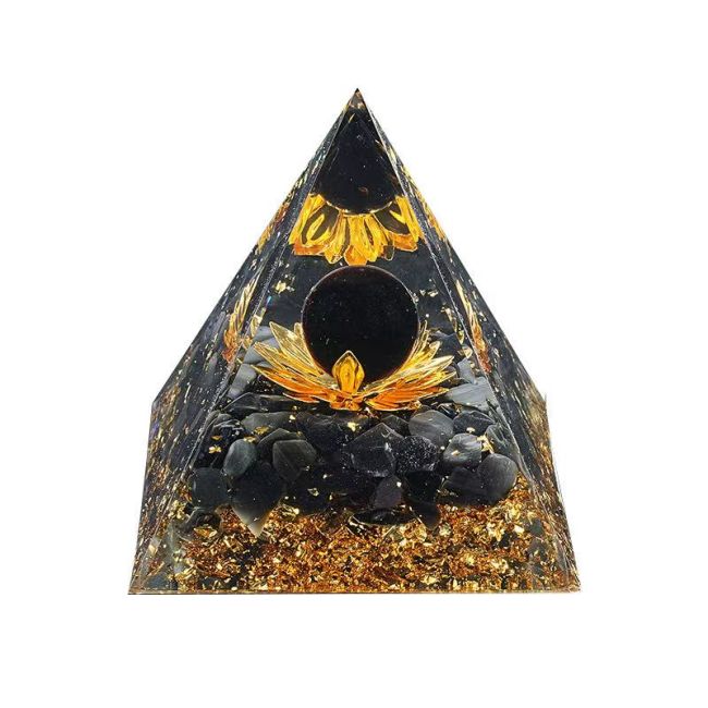 Orgonite Pyramide Obsidienne Noire Lotus chez Arabesk