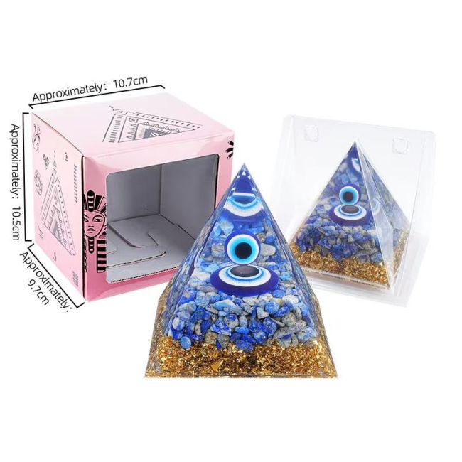Orgonite Pyramide Mauvais Oeil & Lapis Lazuli 8cm chez Arabesk|cz