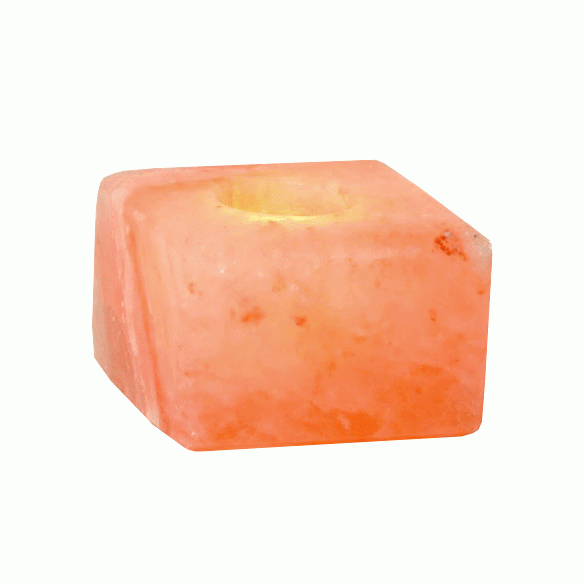 Bougeoir en Cristal de Sel Naturel Cube 1.5Kg chez Arabesk