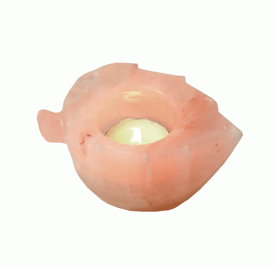 Bougeoir en Cristal de Sel Naturel Feuille 400g chez Arabesk