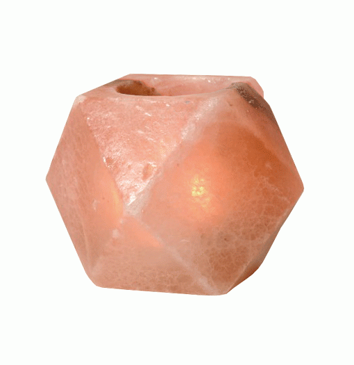 Bougeoir en Cristal de Sel Naturel Diamant 600g chez Arabesk