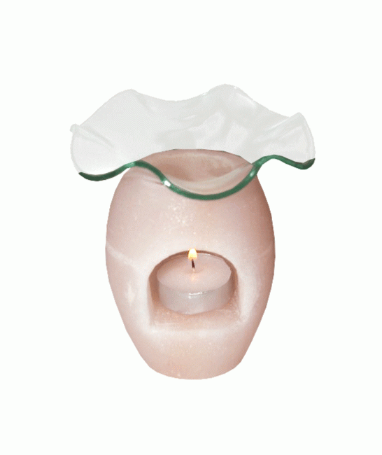 Brûle Parfum en Cristal de Sel Naturel Arrondi + Coupelle en Verre 1Kg chez Arabesk
