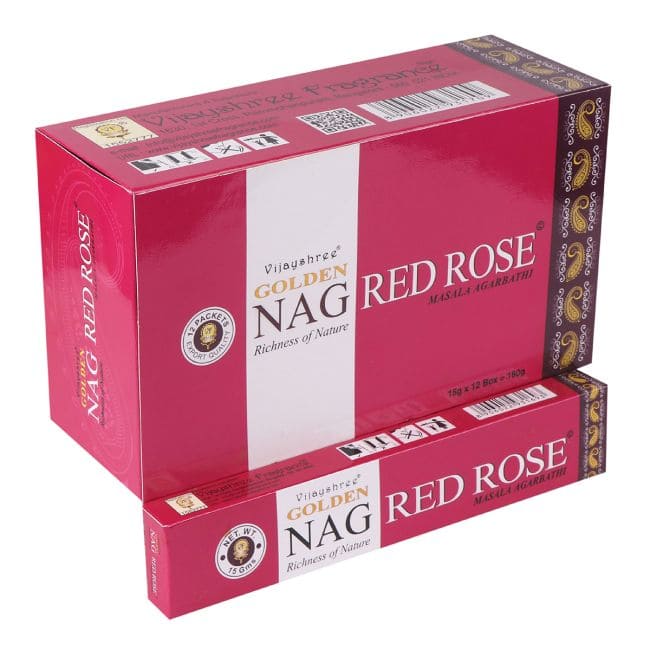 Encens Vijayshree Golden Nag Rose Rouge 15g chez Arabesk