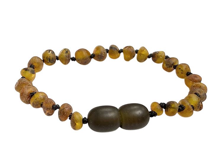 Bracelet Ambre Baltique Bébé vert Brut vissable 14cm chez Arabesk