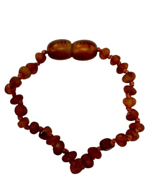 Bracelet Bébé Ambre Baltique cognac brut vissable chez Arabesk|cz