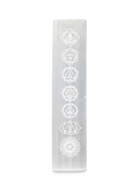Règle 7 chakras en Sélénite 15cm 120g chez Arabesk|cz