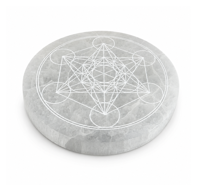 Plaque Circulaire en Sélénite Métatron 14cm 550g chez Arabesk|cz