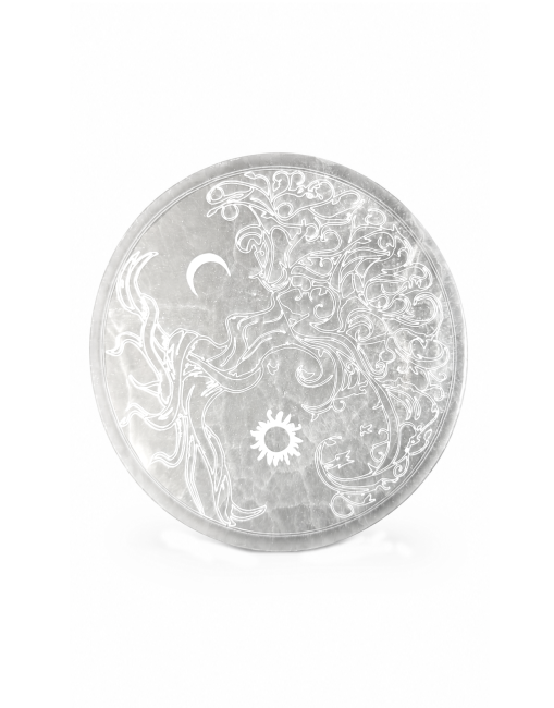 Plaque Arbre de Vie Lune Soleil en Sélénite 13cm chez Arabesk|cz