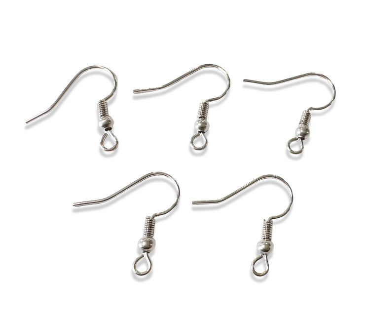 Crochets Boucles d'Oreilles Hameçon Acier Inoxydable Argentée 19mm x100 chez Arabesk