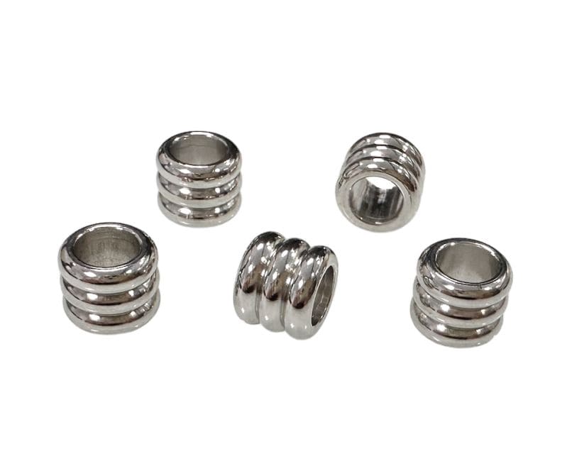 Perles charm's Intercalaire Cylindre Ondulé en Acier Inoxydable Argenté  8mm x50 chez Arabesk