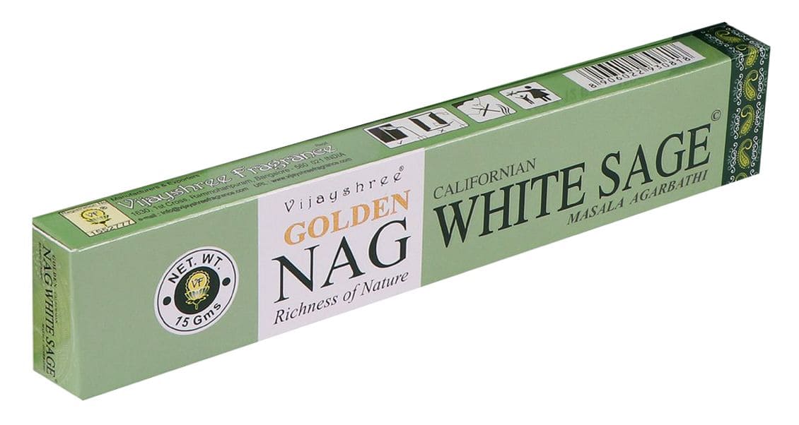 Encens Vijayshree Golden Nag Sauge Blanche 15g chez Arabesk|cz