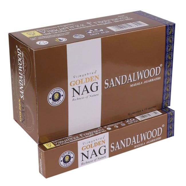 Encens Vijayshree Golden Nag Santal 15g chez Arabesk