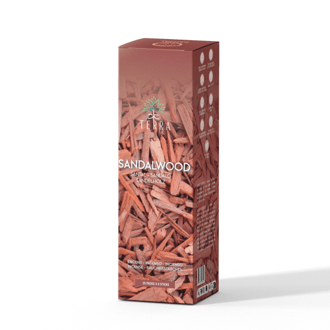 Encens TERRA Bois de Santal sans charbon 12grs chez Arabesk