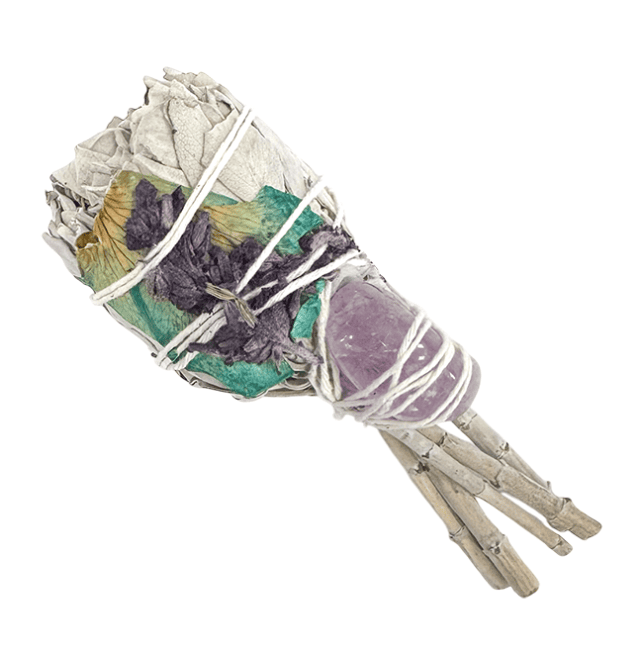 Torche Sauge Blanche Lavande avec Amethyste 25-30g 11cm chez Arabesk|cz