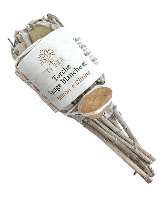 Sauge Blanche Torche avec Citrine 25-30g 11cm chez Arabesk