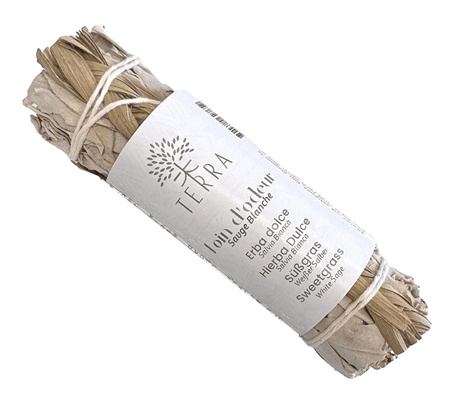 Sauge blanche californie & Sweet grass Foin d'odeur fagot 25-30g 10cm chez Arabesk