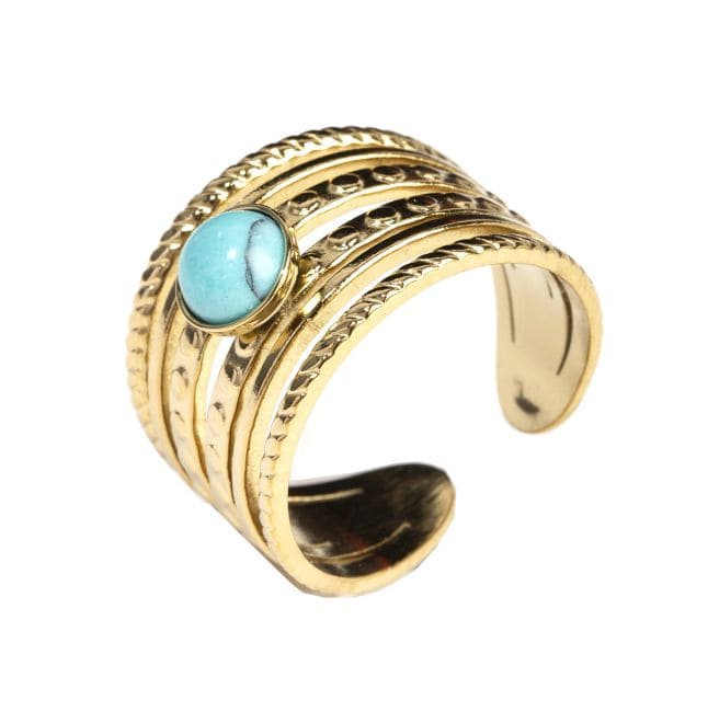 Bague Acier Inoxydable Dorée Turquénite A ajustable chez Arabesk