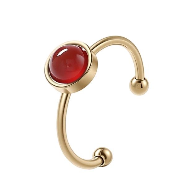Bague Agate Rouge – acier inoxydable doré chez Arabesk