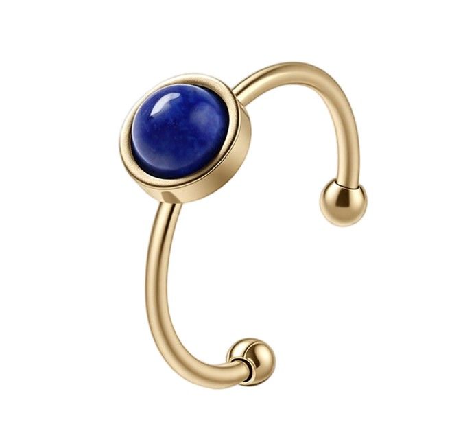 Bague Lapis-Lazuli – acier inoxydable doré chez Arabesk