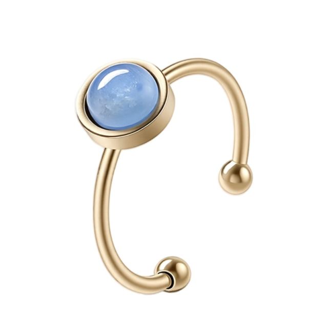 Bague Cyanite Bleue A en Acier Inoxydable Doré 6 mm chez Arabesk