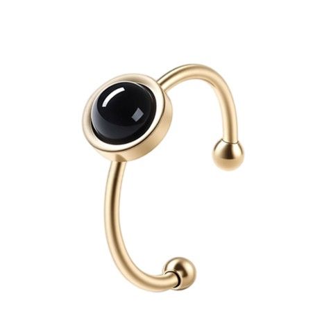 Bague Onyx Noir – acier inoxydable doré chez Arabesk