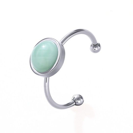 Bague Aventurine Verte – acier inoxydable argenté chez Arabesk