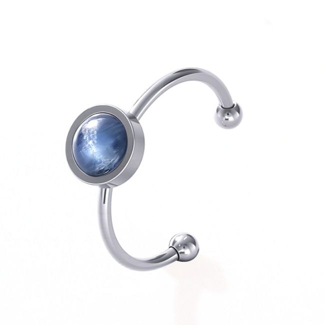 Bague Cyanite Bleue A Acier Inoxydable Argenté Ajustable 6mm chez Arabesk