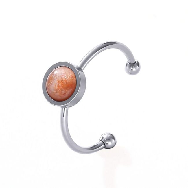 Bague Pierre de Soleil – acier inoxydable argenté chez Arabesk