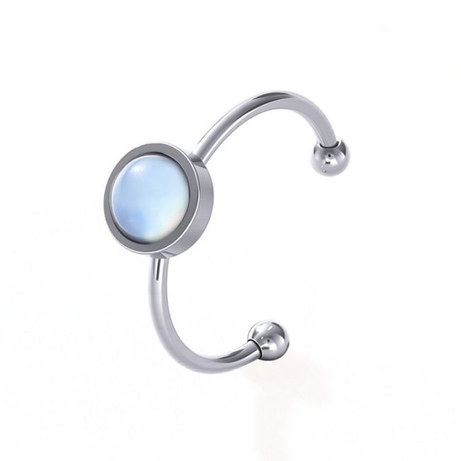 Bague Aigue-Marine A en Acier Inoxydable Argenté 6 mm chez Arabesk