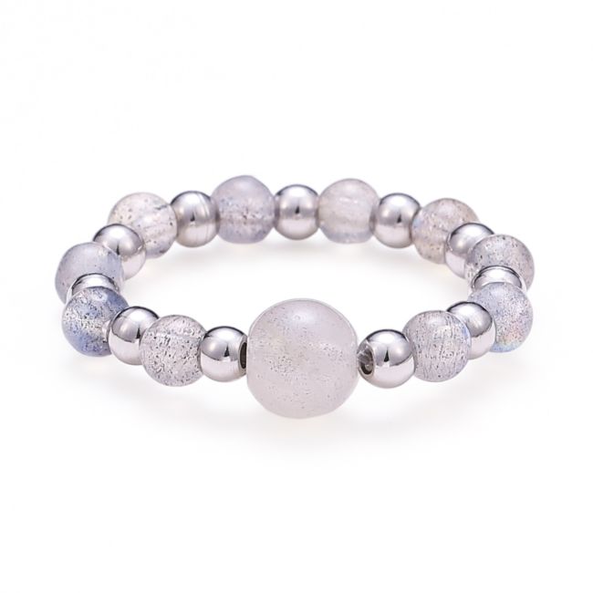 Bague Perles Argentées Labradorite chez Arabesk
