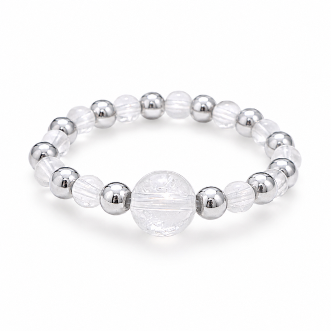 Bague Perles Argentées Cristal de Roche chez Arabesk