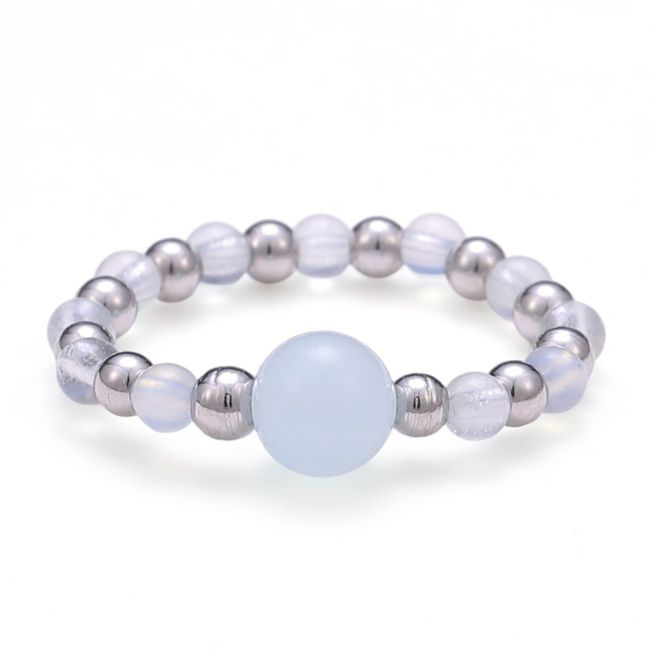 Bague Perles Argentées Aigue Marine chez Arabesk