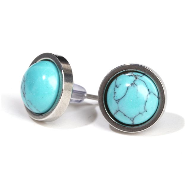 Boucles d'Oreilles Ronde en Acier Inoxydable Turquénite A stud 10mm chez Arabesk