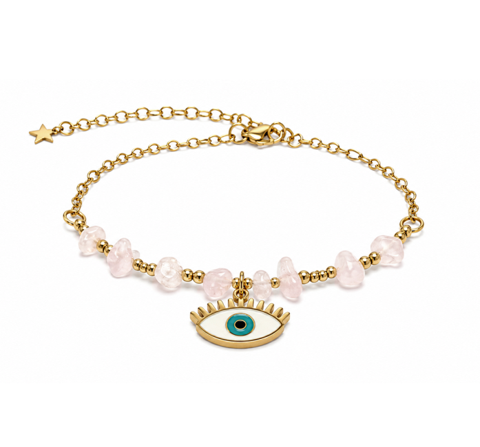 Bracelet Protection en Quartz Rose A – Mauvais Œil chez Arabesk|cz
