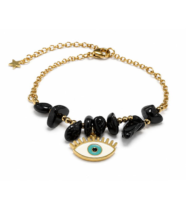 Bracelet Protection en Tourmaline Noire A – Mauvais Œil chez Arabesk|cz