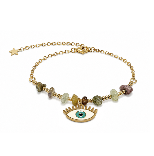 Bracelet Protection en Tourmaline Multicolore A – Mauvais Œil chez Arabesk|cz