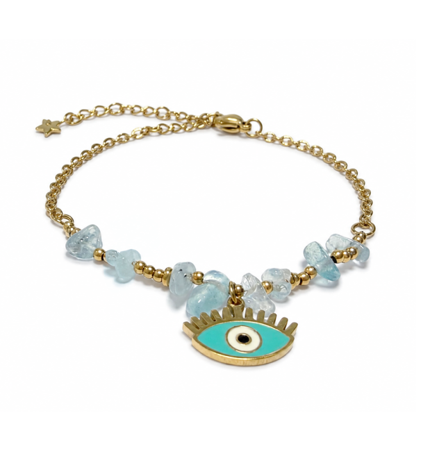 Bracelet Protection en Aigue-Marine AA – Mauvais Œil chez Arabesk|cz