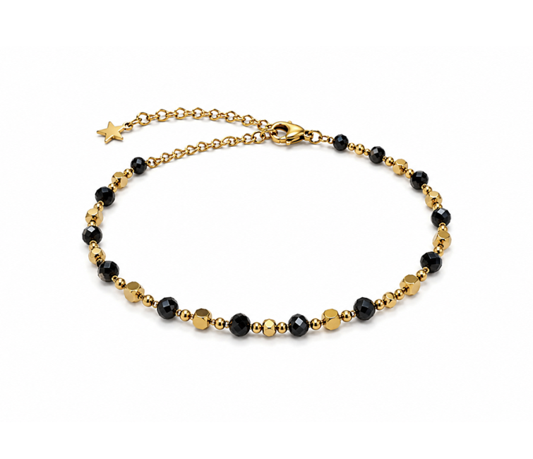 Bracelet Énergie en Spinelle Noir A – Perles Dorées chez Arabesk|cz